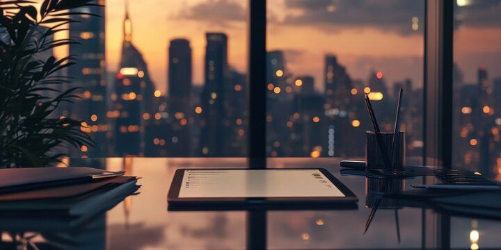 Oficina ejecutiva con vista a la ciudad
